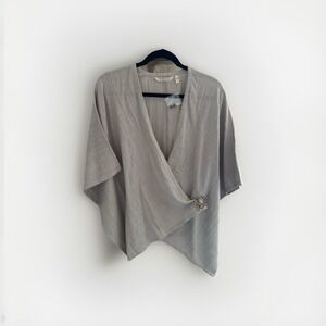 Soft Surroundings Poncho Beige Desert Breeze Topper Cape 100% Cotton O/S NWOT